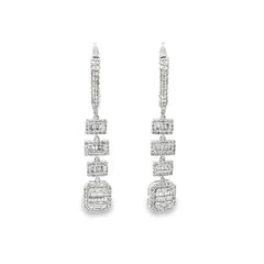 Drop Emerald Cut Dangling Earrings